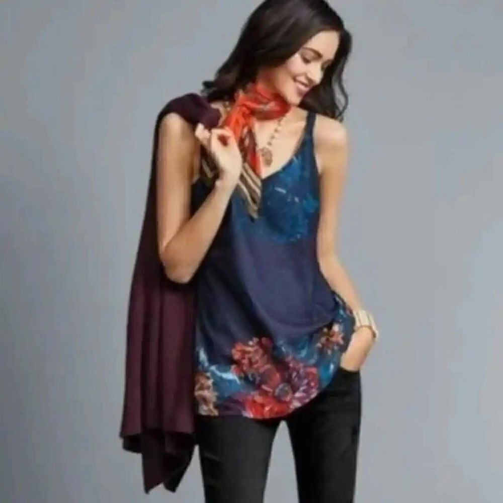 CAbi Red, Purple & Blue Floral Tank Top